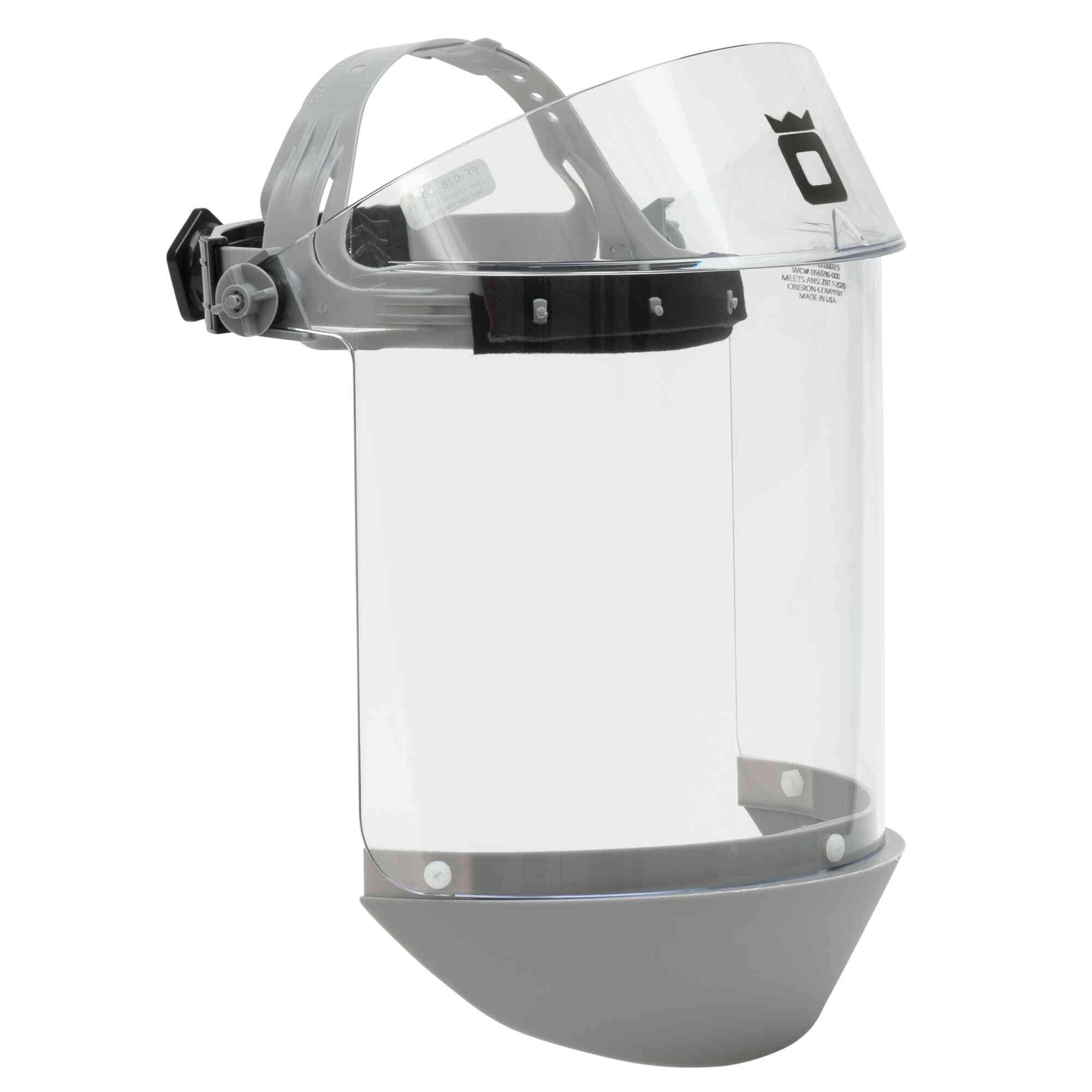 OBERON™ - Face Shield with Ratcheting Headgear - Scratch Resistant Polycarbonate - Window: Clear Anti-Fog - With Lower Crown - Model # 2128AFR